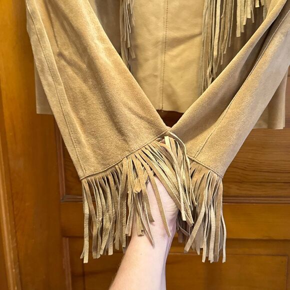 Mixit Tan Suede Fringe Jacket Women’s Medium Boho Western Country - Picture 3 of 7